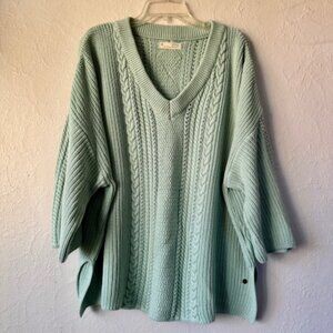 Odd Molly mint green oversized Cable Knit 3/4 sleeve sweater size 4 - XL